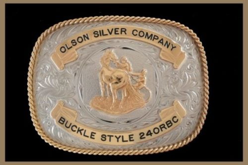 Custom Belt buckle square shaped bronze banners and figure