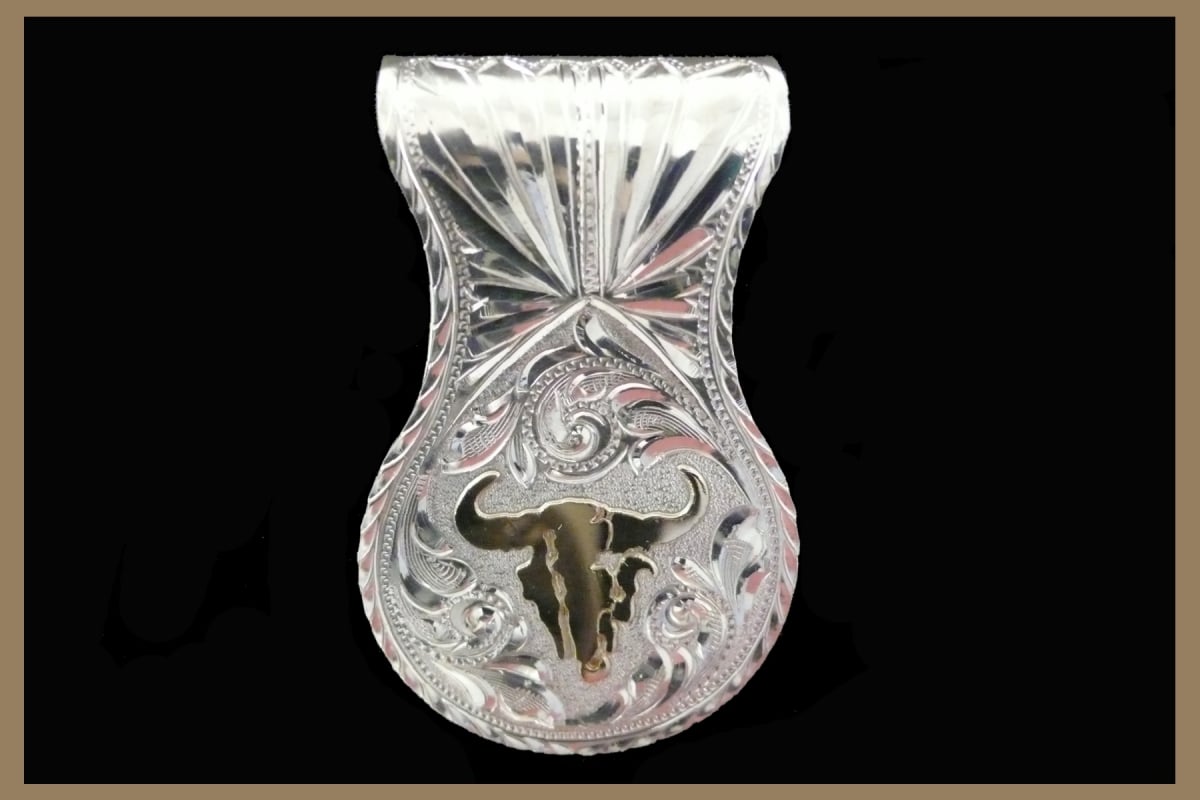 Sterling Silver hand Engraved moneyclip